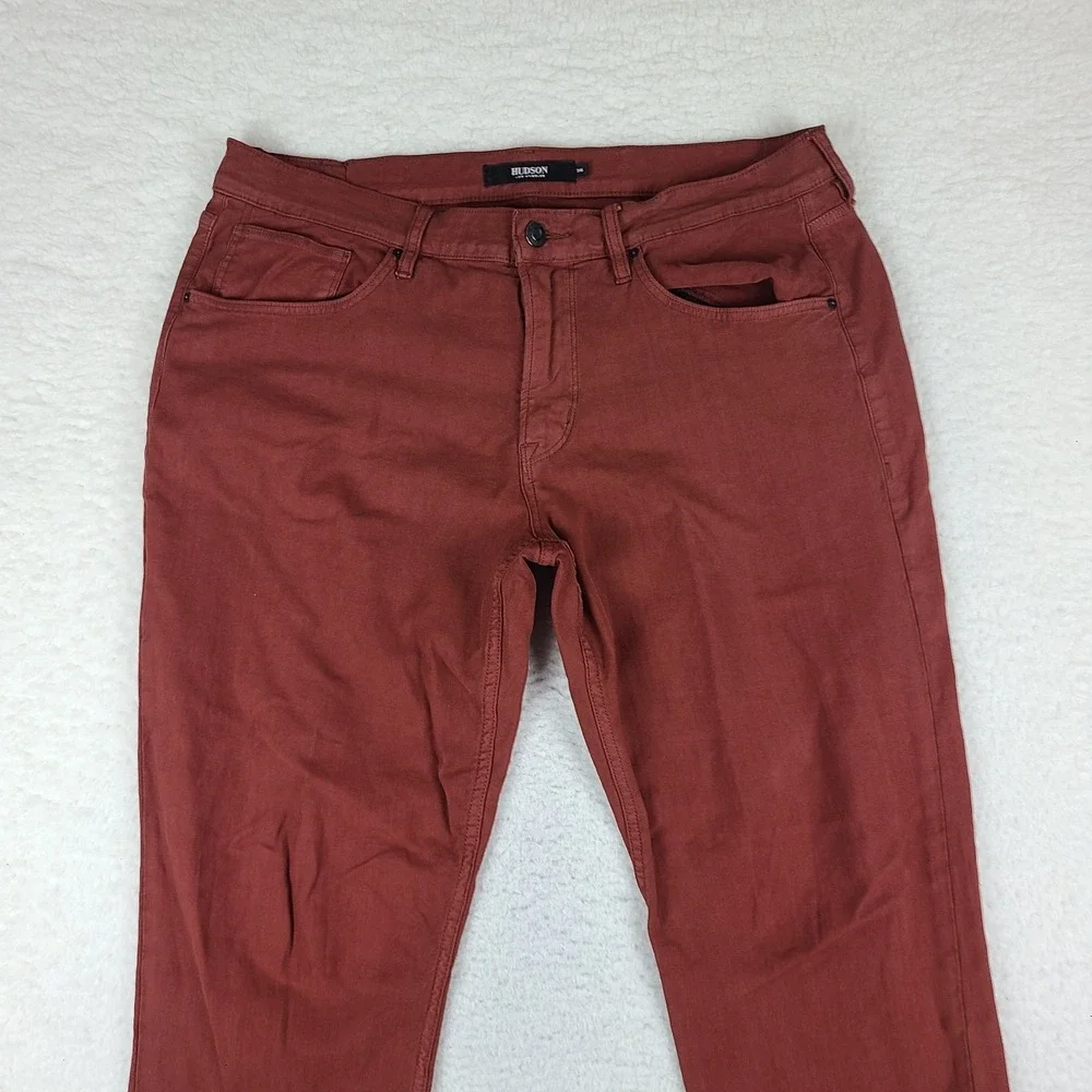 Hudson Los Angeles Jeans Mens 36x34 Brick Red Wash Blake Slim Straight
